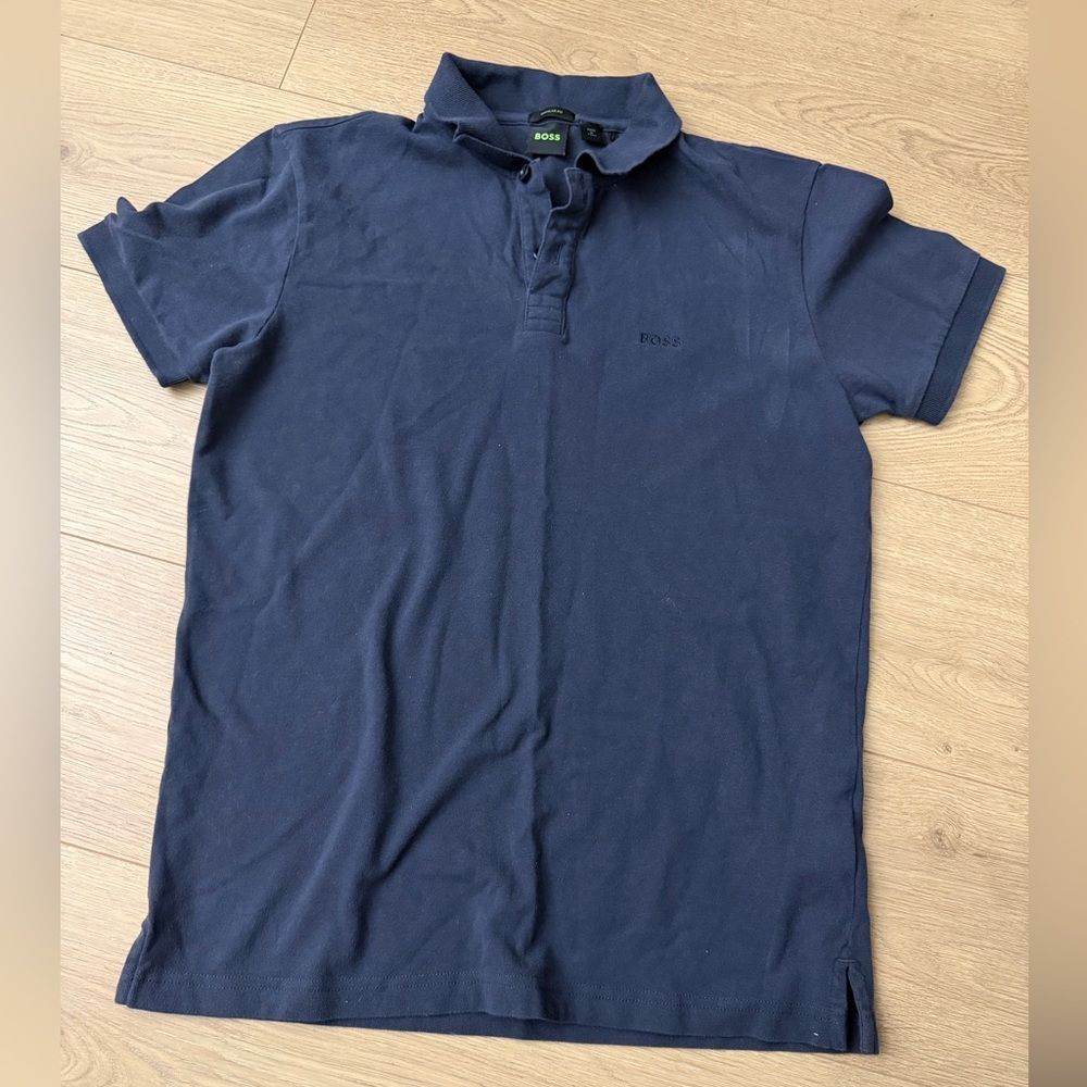 Boss Men's Dark Blue Polo Shirt size medium